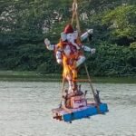 दूधिया तालाब में मूर्ति विसर्जन,